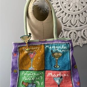 Vintage Anne Ormsby Sun N Sand Surviving Stress Tote Margarita Martini Bag